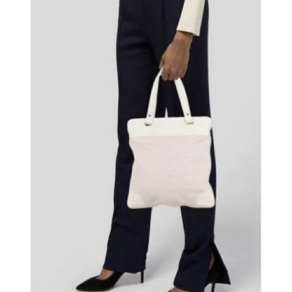 Burberry Handbags - Burberry Cream Canvas Stowell Roll Up Tote Vintage 80s